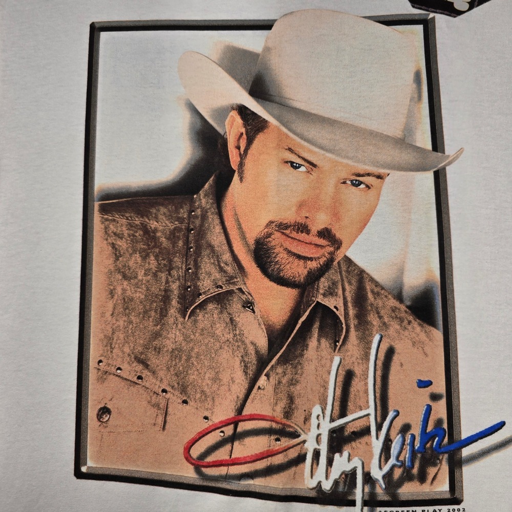 Vintage 2002 Toby Keith Angry American Tour Shirt Mens XL White Delta Pro Weight